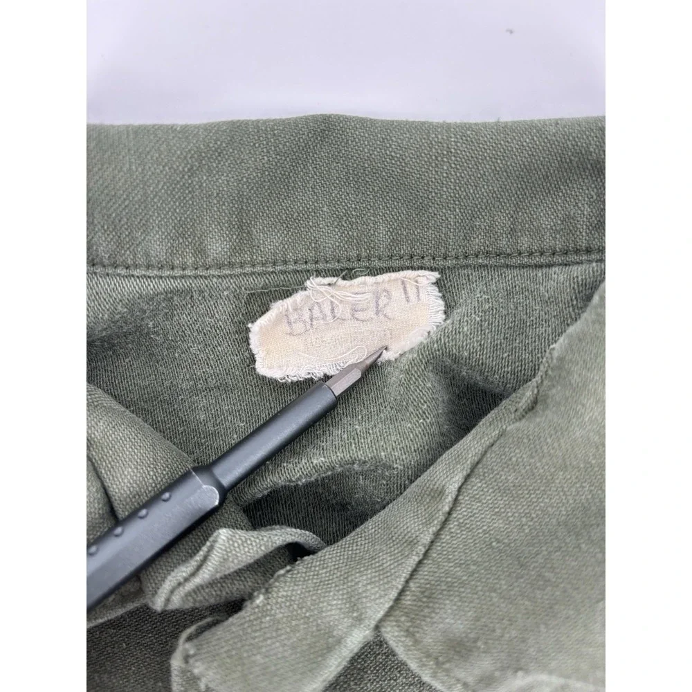 Vintage Vietnam War OG-107 Cotton Sateen Utility Fatigue Shirt Coat Olive Drab
